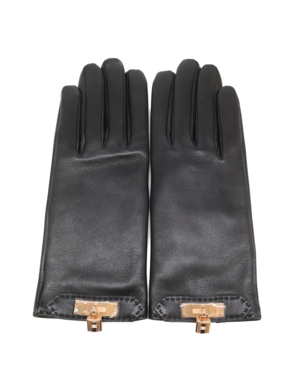 Hermes New Lambskin Lining Silk Soya Kelly Gloves 7.5